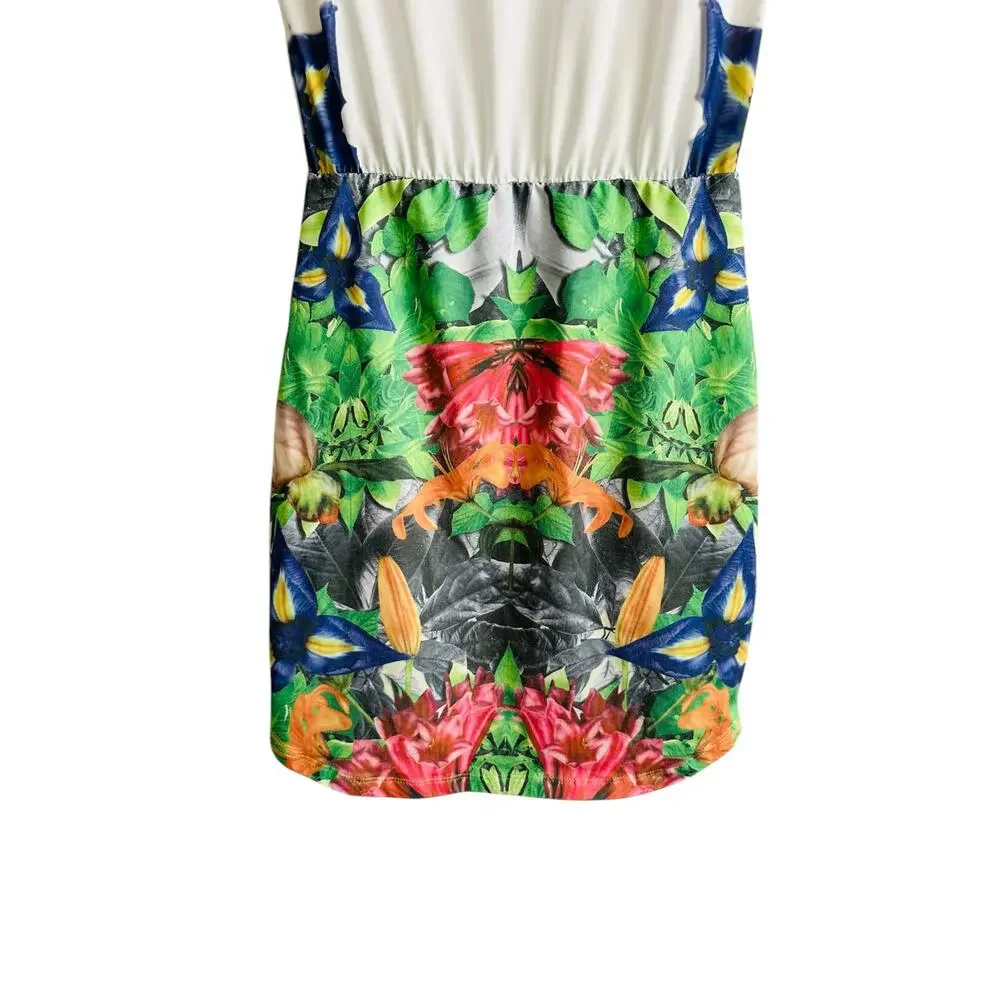 Morena Rosa Brazilian Tropical Floral Printed Logo Blouson Short Sleeve Dress XS - Picture 9 of 9